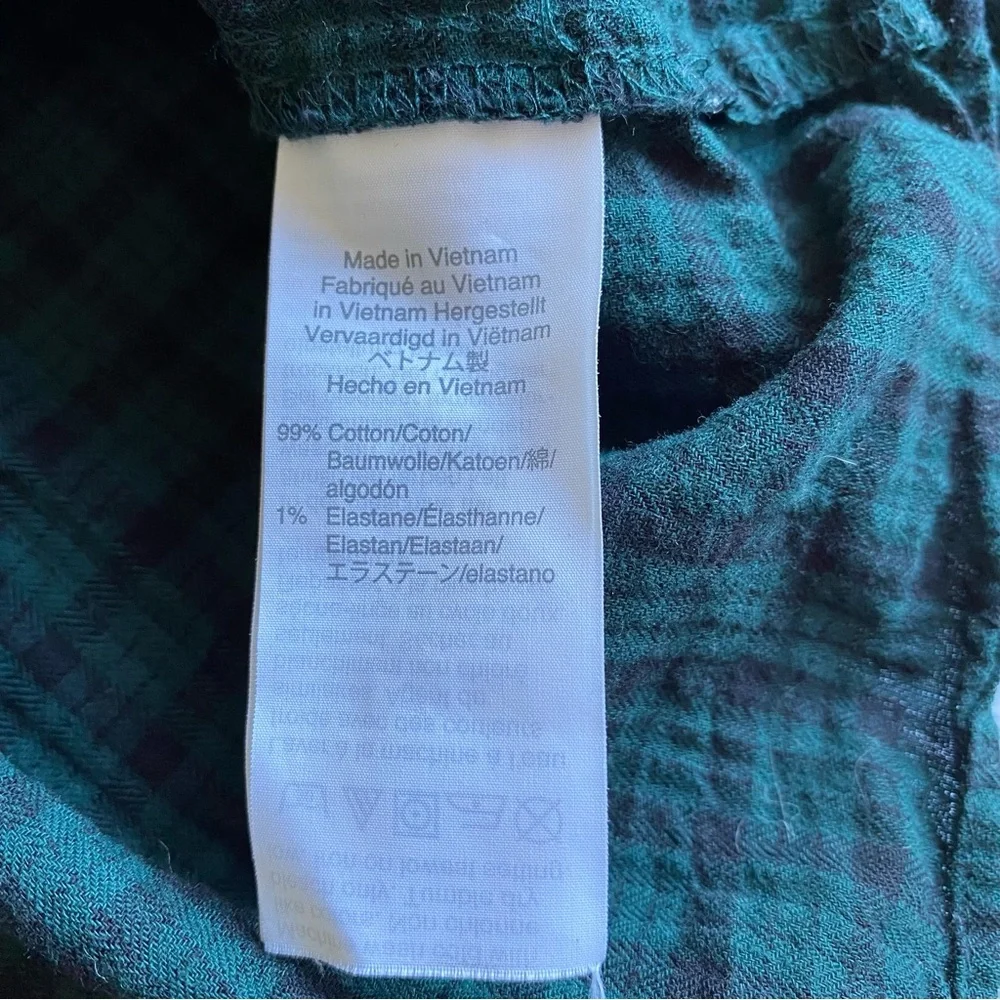 MADEWELL Tartan Plaid Button Up Peasant Blouse Balloon Sleeves XL - Picture 9 of 10